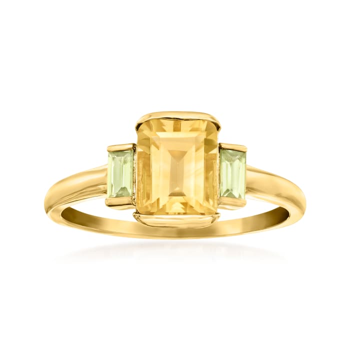 1.60 Carat Citrine and .20 ct. t.w. Peridot Ring in 14kt Yellow Gold