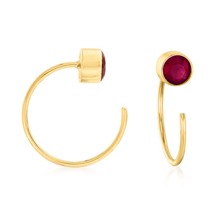 .60 ct. t.w. Ruby C-Hoop Earrings in 14kt Yellow Gold