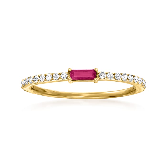 .10 Carat Ruby and .20 ct. t.w. Diamond Ring in 14kt Yellow Gold