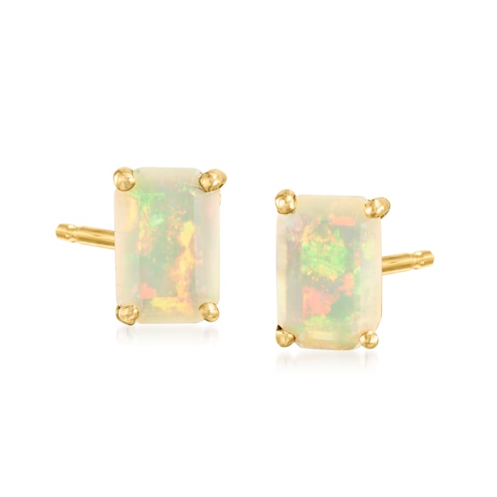 Opal Stud Earrings in 14kt Yellow Gold