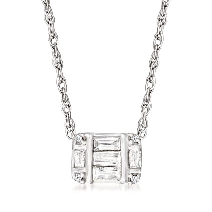 .12 ct. t.w. Baguette and Round Diamond Cluster Pendant Necklace in Sterling Silver