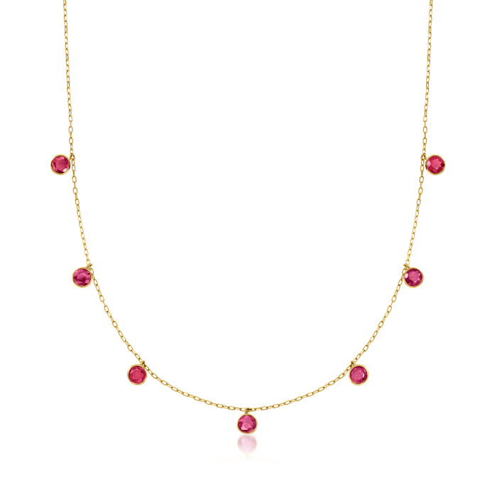 1.40 ct. t.w. Bezel-Set Ruby Station Necklace in 14kt Yellow Gold