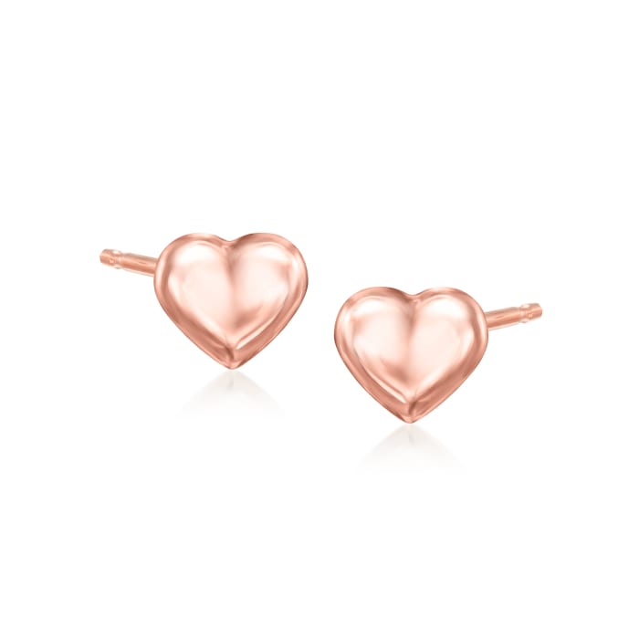 14kt Rose Gold Heart Earrings
