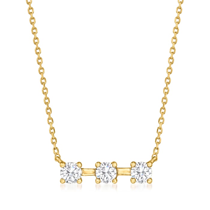 .25 ct. t.w. Three-Diamond Bar Necklace in 14kt Yellow Gold