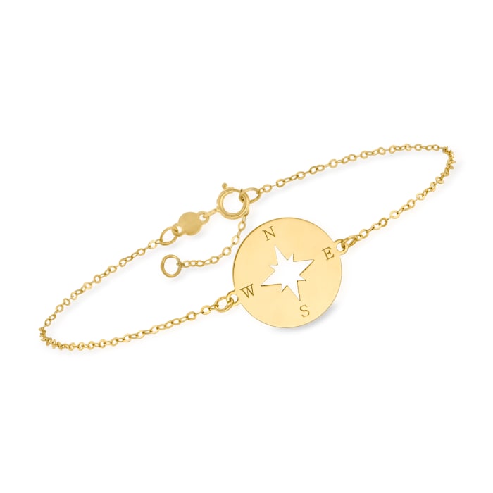 Italian 14kt Yellow Gold North Star Cut-Out Disc Bracelet