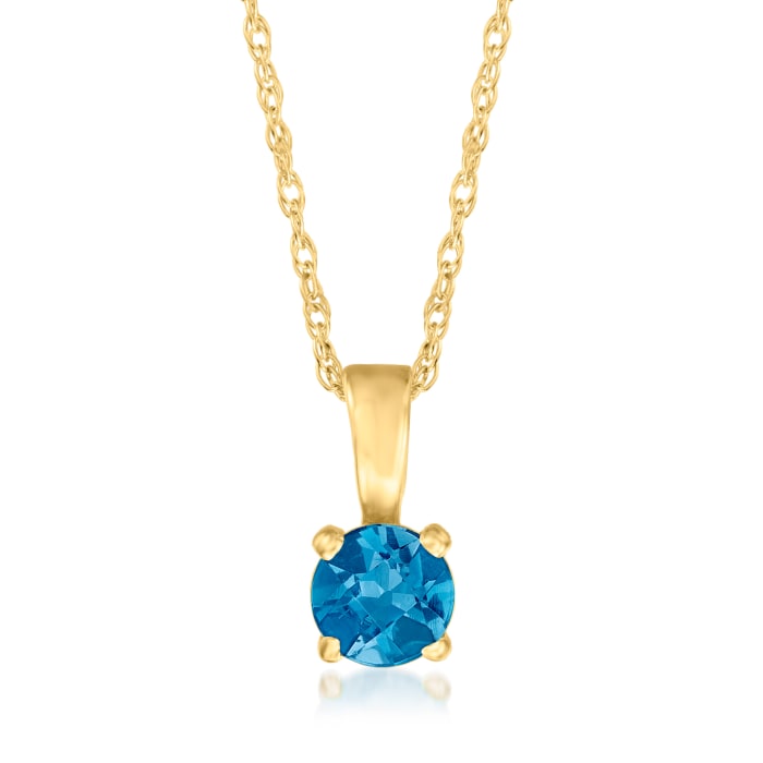 .26 Carat London Blue Topaz Pendant Necklace in 14kt Yellow Gold