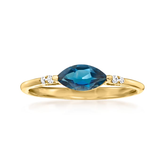 .60 Carat London Blue Topaz Ring with Diamond Accents in 14kt Yellow Gold