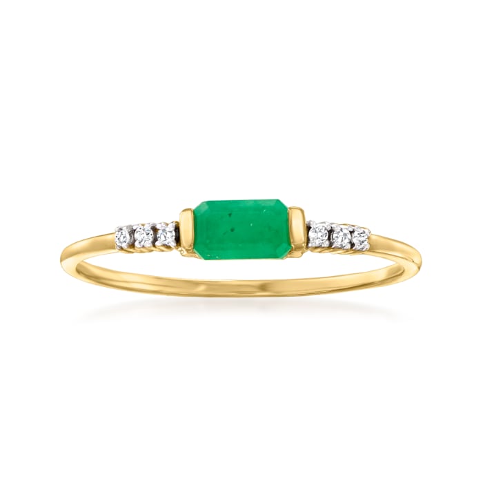 .20 Carat Emerald Ring with Diamond Accents in 14kt Yellow Gold