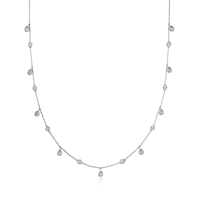 .16 ct. t.w. Diamond Station Drop Necklace in Sterling Silver