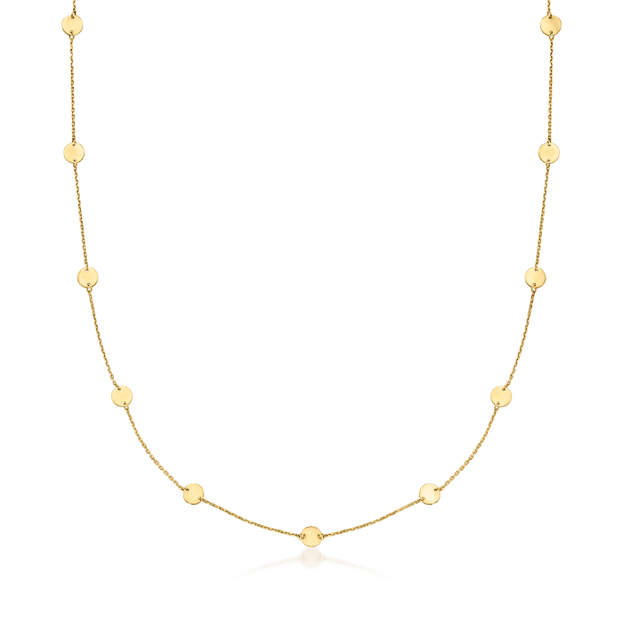 Italian 14kt Yellow Gold Disc Station Necklace