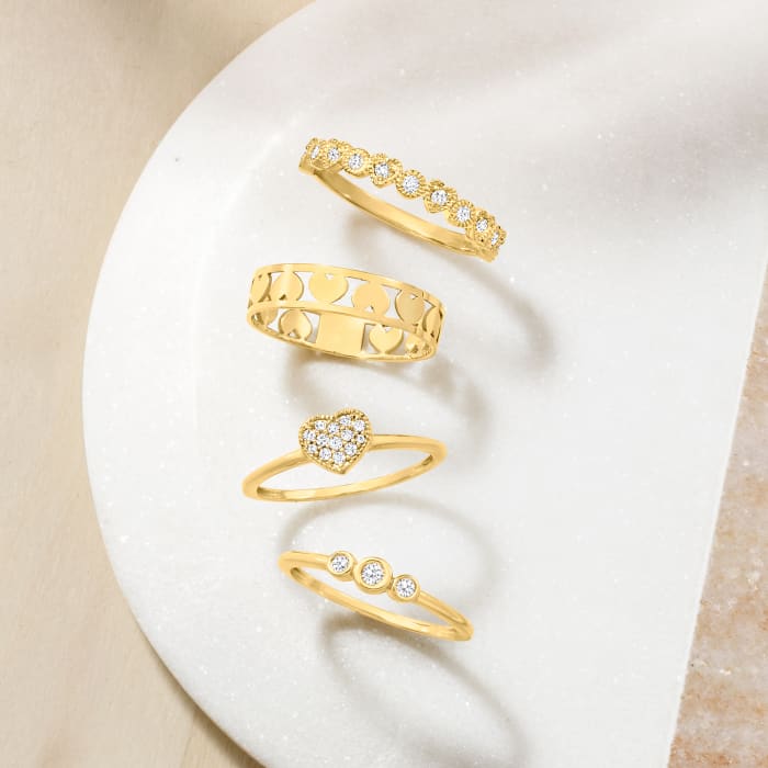 .10 ct. t.w. Bezel-Set Diamond Trio Ring in 14kt Yellow Gold