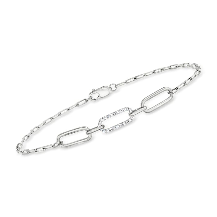 .10 ct. t.w. Pave Diamond Paper Clip Link Bracelet in Sterling Silver