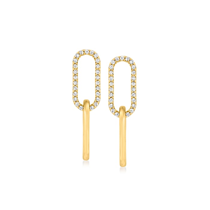 .16 ct. t.w. Diamond Paper Clip Link Drop Earrings in 14kt Yellow Gold