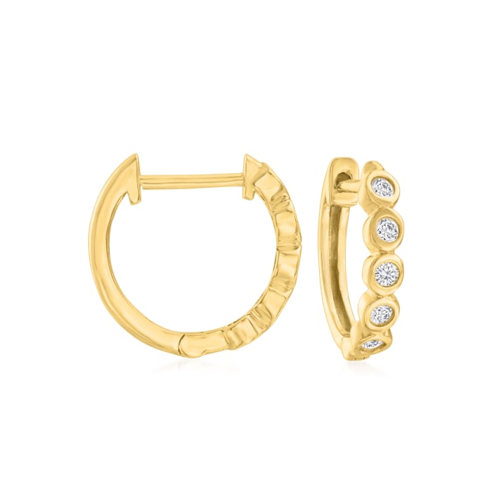 .15 ct. t.w. Bezel-Set Diamond Huggie Hoop Earrings in 14kt Yellow Gold