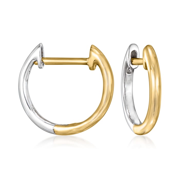 Sterling Silver and 14kt Yellow Gold Reversible Hoop Earrings