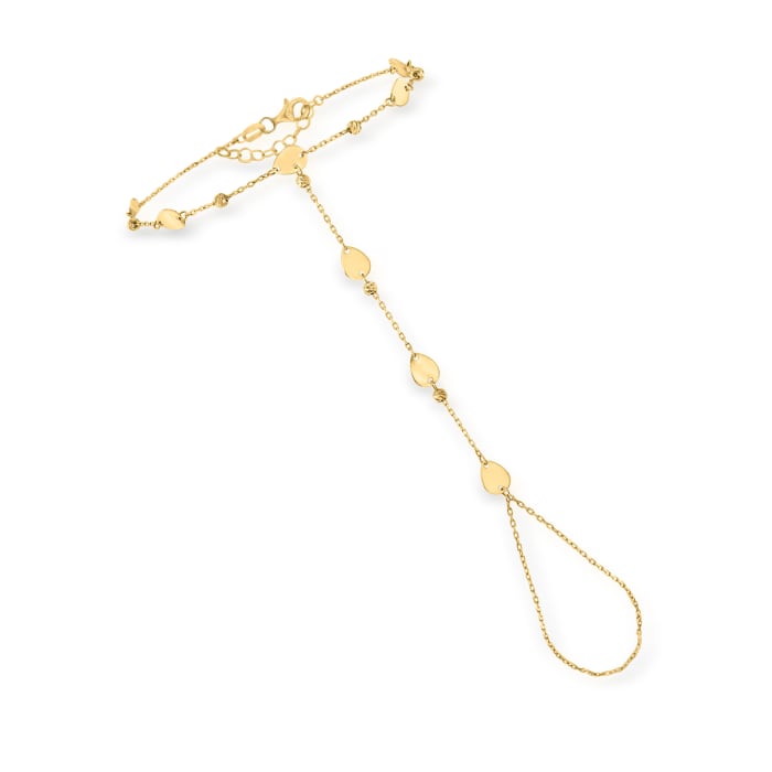 14kt Yellow Gold Disc Station Cable-Chain Hand Bracelet