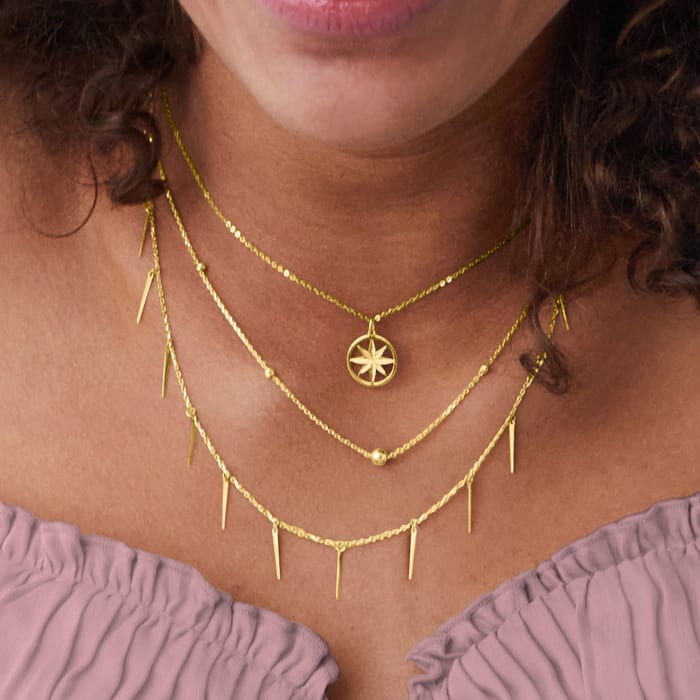 14kt Yellow Gold Spike Drop Necklace