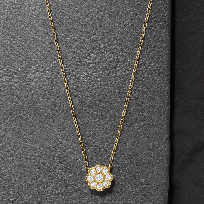 .25 ct. t.w. Diamond Floral Necklace in 14kt Yellow Gold