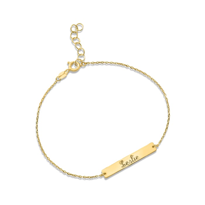 Italian 14kt Yellow Gold Personalized Petite Bar Bracelet