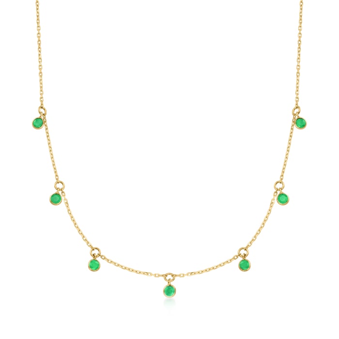 1.40 ct. t.w. Bezel-Set Emerald Station Necklace in 14kt Yellow Gold