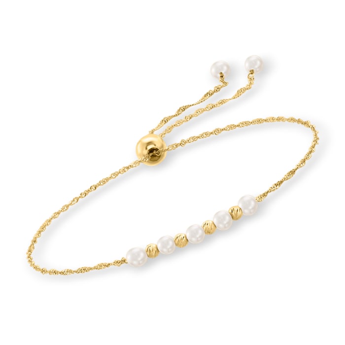 3-3.5mm Cultured Pearl Bolo Bracelet in 14kt Yellow Gold