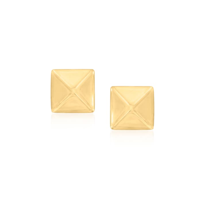 6mm 14kt Yellow Gold Pyramid Stud Earrings