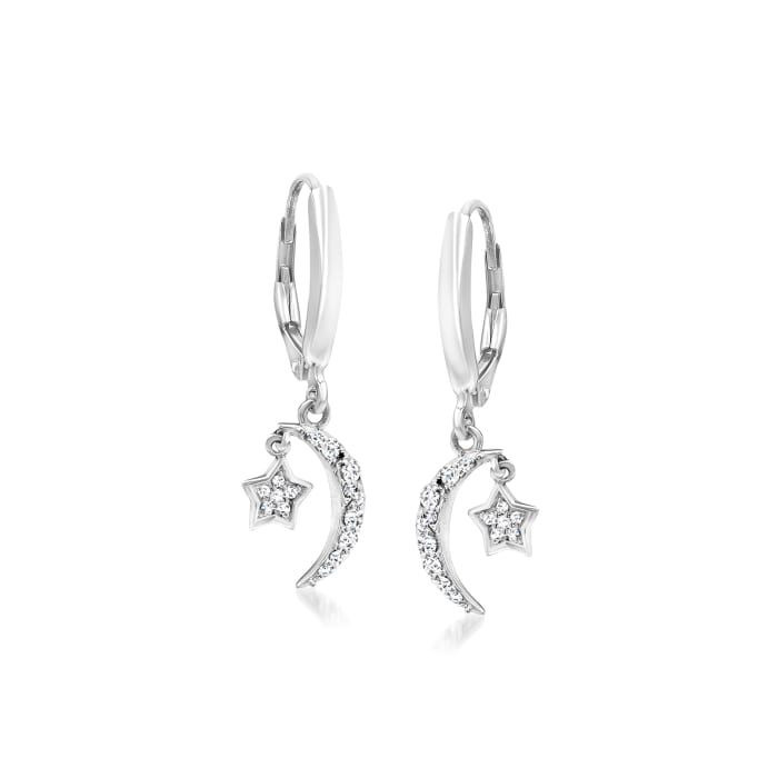 .20 ct. t.w. Diamond Star and Moon Drop Earrings in Sterling Silver