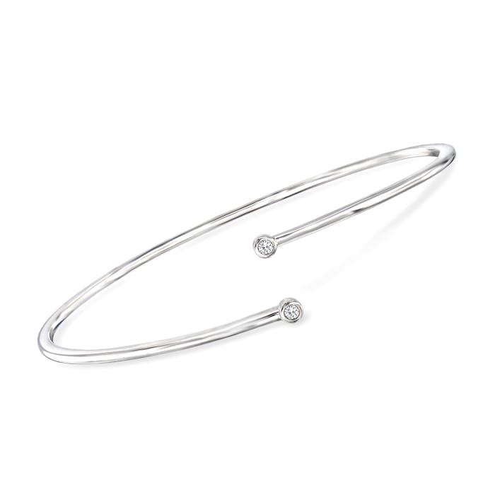 Diamond-Accented Bypass Bangle Bracelet in Sterling Silver