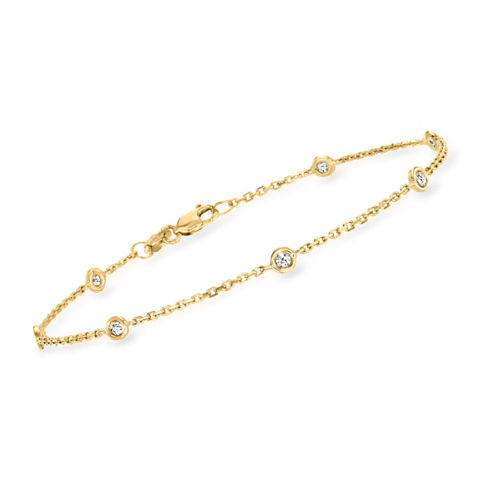 .20 ct. t.w. Bezel-Set Diamond Station Bracelet in 14kt Yellow Gold