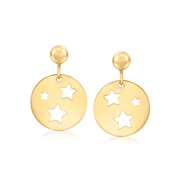 Italian 14kt Yellow Gold Cut-Out Star Drop Earrings