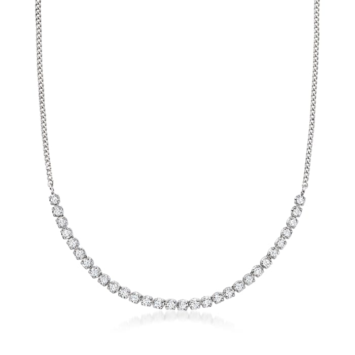 1.00 ct. t.w. Diamond Half-Tennis Necklace in Sterling Silver