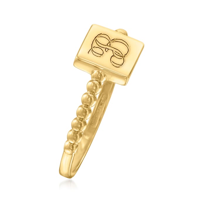 14kt Yellow Gold Personalized Square Beaded Ring