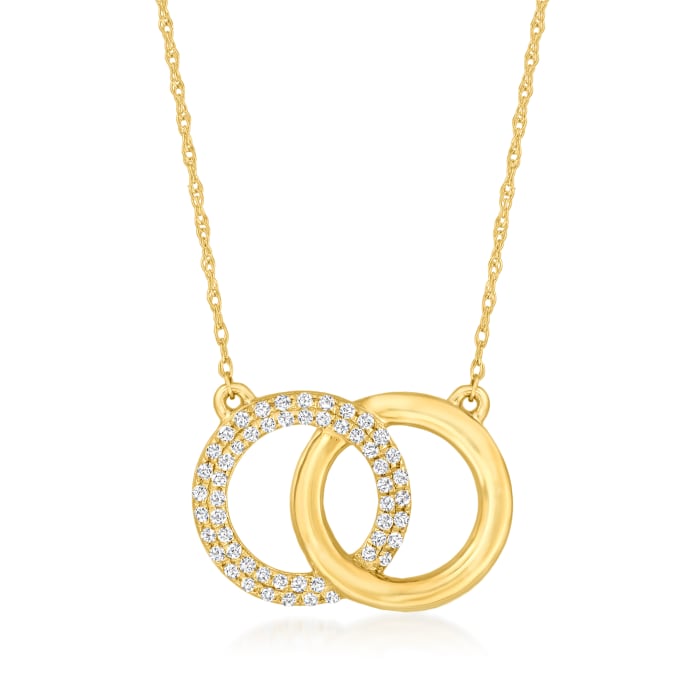 .25 ct. t.w. Pave Diamond Interlocking Circle Necklace in 14kt Yellow Gold