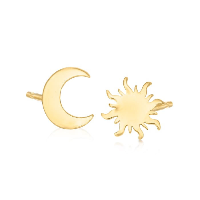 14kt Yellow Gold Mismatched Sun and Moon Earrings