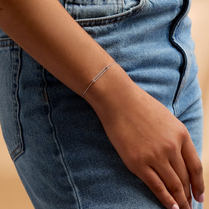 .15 ct. t.w. Diamond Open-Space Bar Bracelet in Sterling Silver