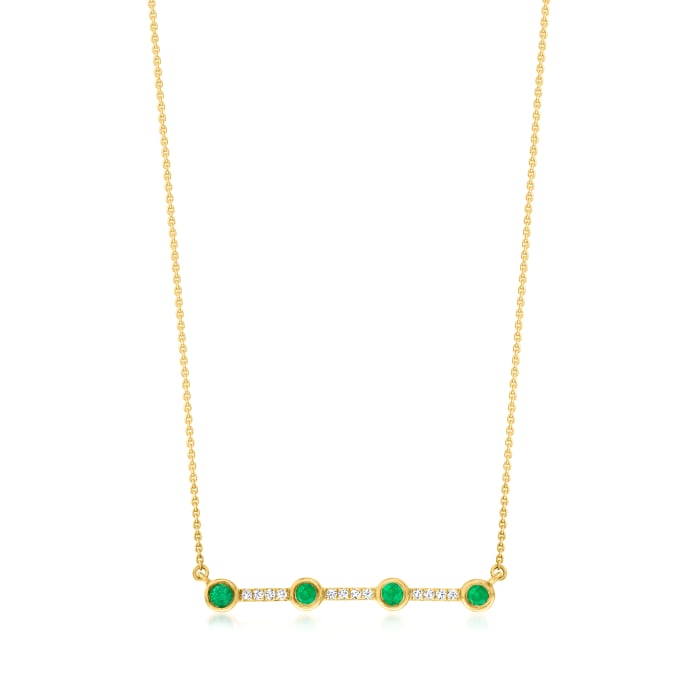 .10 ct. t.w. Emerald Necklace with Diamond Accents in 14kt Yellow Gold