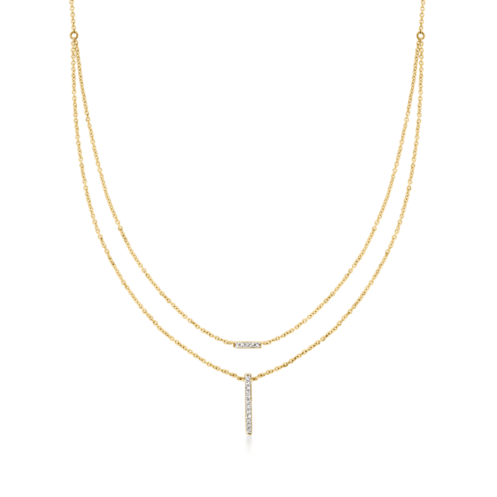 Diamond-Accented Double-Bar Layered Necklace in 14kt Yellow Gold
