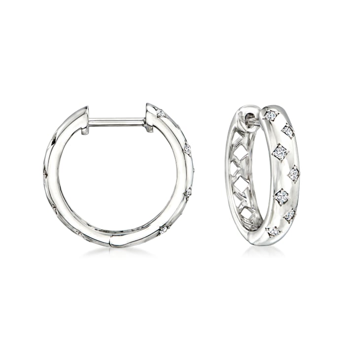 .10 ct. t.w. Scattered-Diamond Scattered Hoop Earrings in Sterling Silver