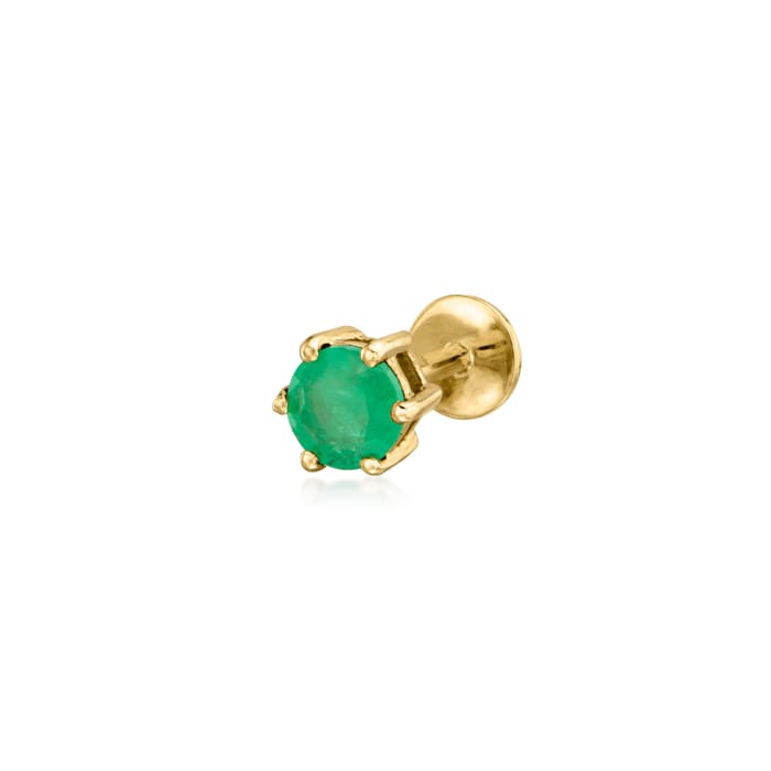 .20 Carat Emerald Single Flat-Back Stud Earring in 14kt Yellow Gold