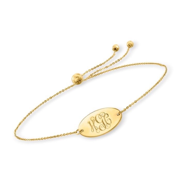 14kt Yellow Gold Personalized Oval Bolo Bracelet