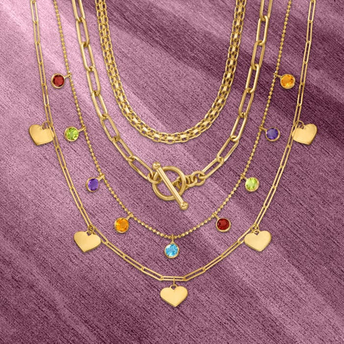 2.70 ct. t.w. Multi-Gemstone Station Necklace in 14kt Yellow Gold