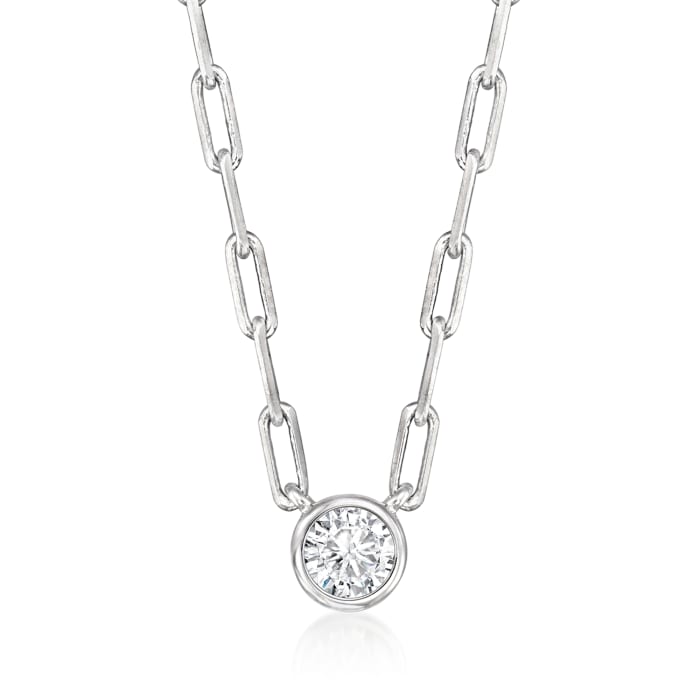 .20 Carat Bezel-Set Diamond Paper Clip Link Necklace in Sterling Silver