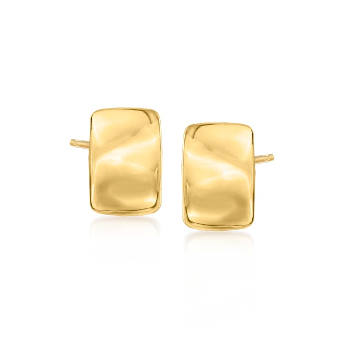 14kt Yellow Gold Puffed Rectangular Stud Earrings