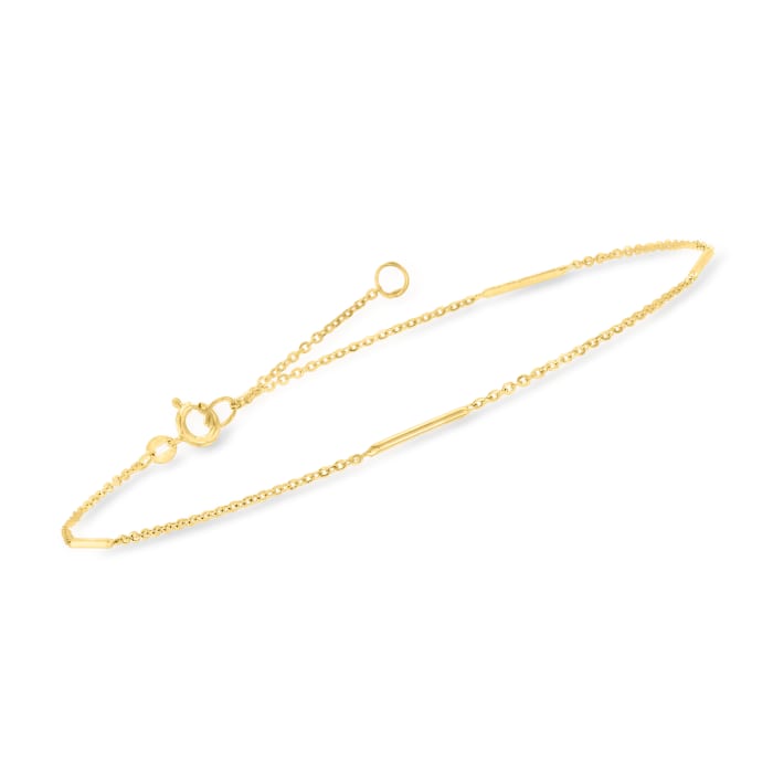 Italian 14kt Yellow Gold Station Bar Anklet