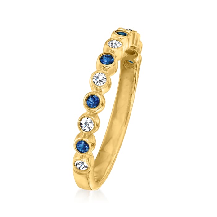 .13 ct. t.w. Diamond and .10 ct. t.w. Sapphire Ring in 14kt Yellow Gold