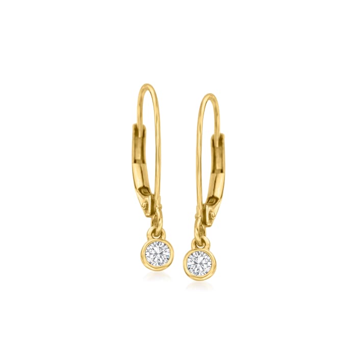 .10 ct. t.w. Bezel-Set Diamond Drop Earrings in 14kt Yellow Gold