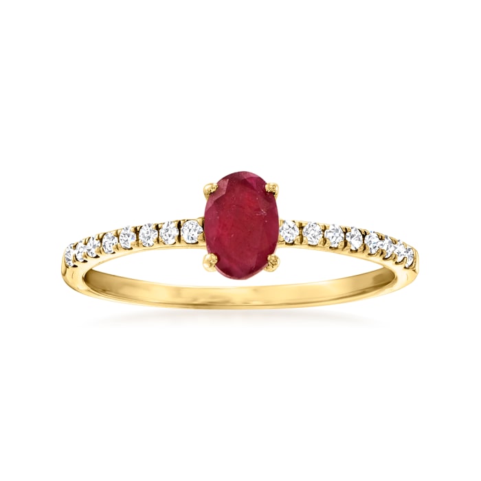 .70 Carat Ruby and .15 ct. t.w. Diamond Ring in 14kt Yellow Gold