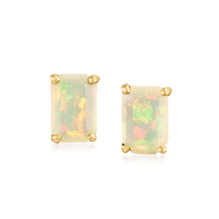 Opal Stud Earrings in 14kt Yellow Gold