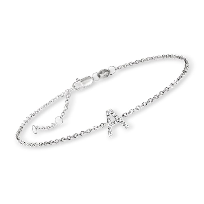 Diamond-Accented Initial Bracelet in Sterling Silver 7-inch  (A)