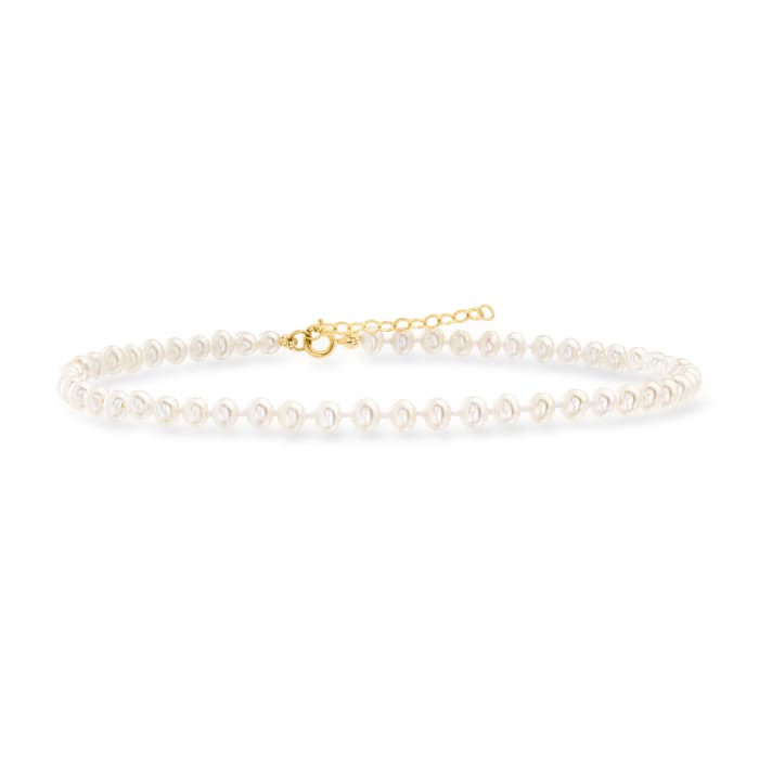 4-4.5mm Cultured Pearl Anklet with 14kt Yellow Gold